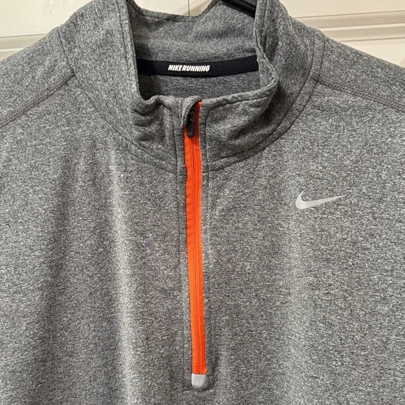 Nike NWOT❤️ Charcoal Quarter Zip Pullover with Orange Accent. - Picture 4 of 9